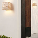 Yellow Travertine LED Wall Sconce – Modern Minimalist, Square-Rectangular Design for Outdoor Patio
