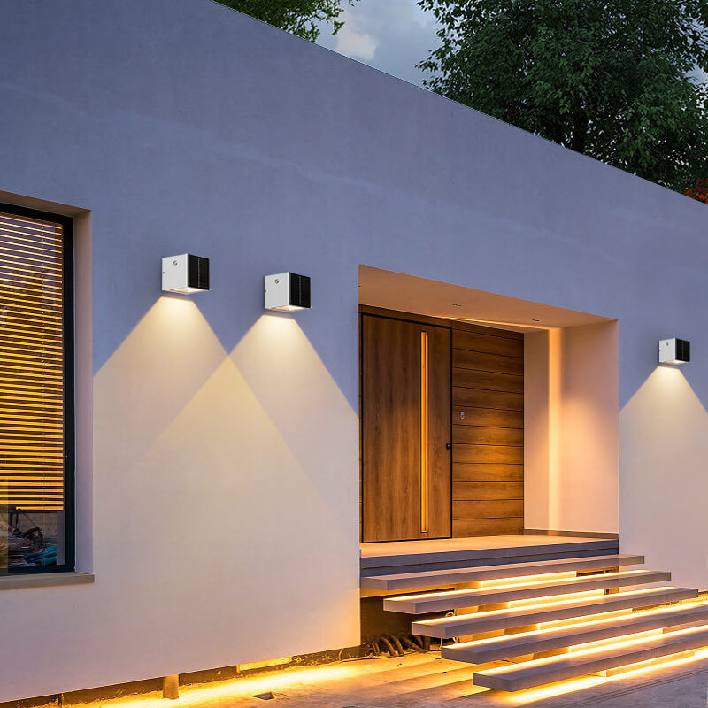 Sleek Black Rectangular Solar LED Outdoor Wall Light — Die-Cast Aluminum