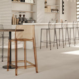 Modern Scandinavian Square Bar Stool with Backrest and Footrest – Ideal Kitchen Seating