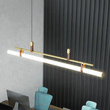 Sleek Nordic Minimalist Long Leather-Strip LED Island Light Chandelier