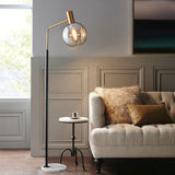 Nordic Minimalist Glass Dome Floor Lamp with Marble Base – 1-Light Standing Lamp