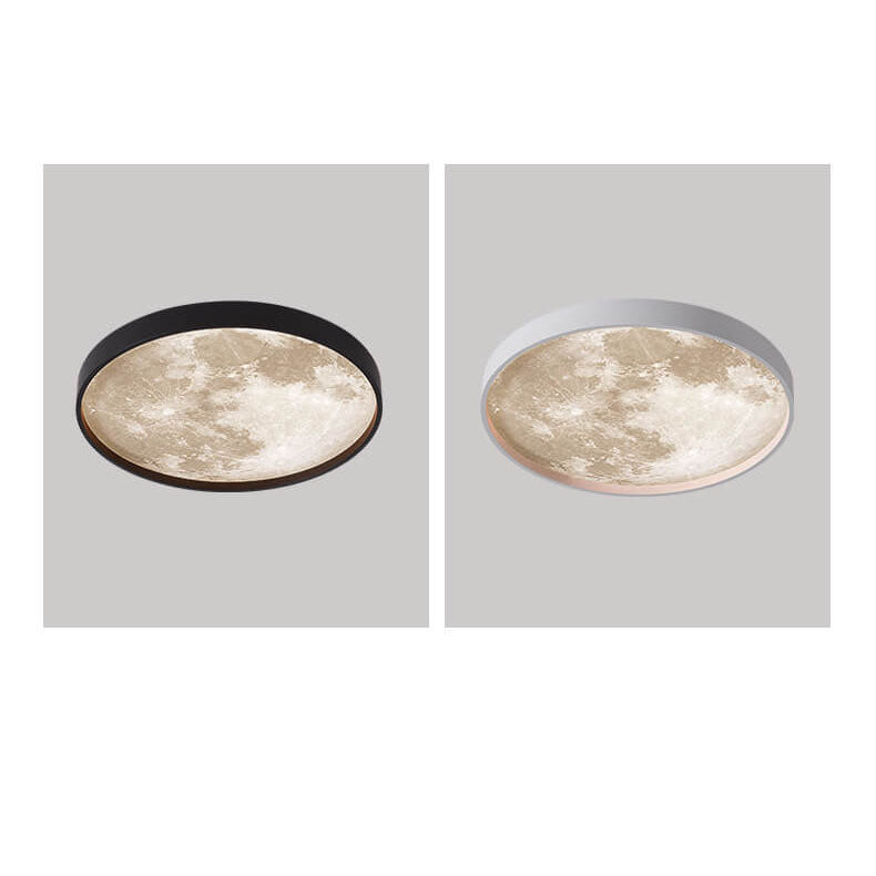 Nordic Moon Round LED Flush Mount Ceiling Light — Creative Minimalist Design with Soft Ambient Glow