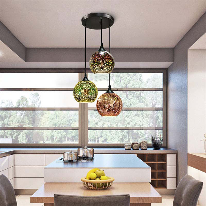Modern Creative 3D Colorful Fireworks Glass Dome Island Light Chandelier - 2/3-Light