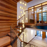 Luxurious Crystal Orb Staircase Chandelier with LED Ball Shade - Modern Loft Lighting