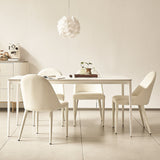 Modern Minimalist Rectangular Rock-Slab Aluminum Alloy Dining Table & Chair Set for 4