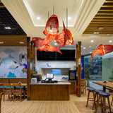 Traditional Chinese Koi Fish Iron Chandelier with PVC Fabric Shade – 2- or 4-Light Dining Room Pendant