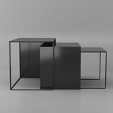 Sleek Modern Minimalist Square Iron Nesting Side Table for Living Room