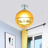 Creative Basketball & Soccer Glass 1-Light Semi-Flush Mount Ceiling Light