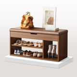 Modern Minimalist 3-Tier Shoe Storage Rack — Rectangular Design, Fabric & PU Leather Upholstery with Wood Frame for Entryways