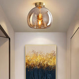 Elegant Nordic Luxury Round Glass Ball 1-Light Semi-Flush Mount Ceiling Light
