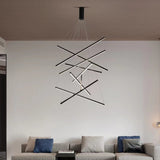 Nordic Luxury LED Chandelier in Iron & Aluminum with Geometric Line Design