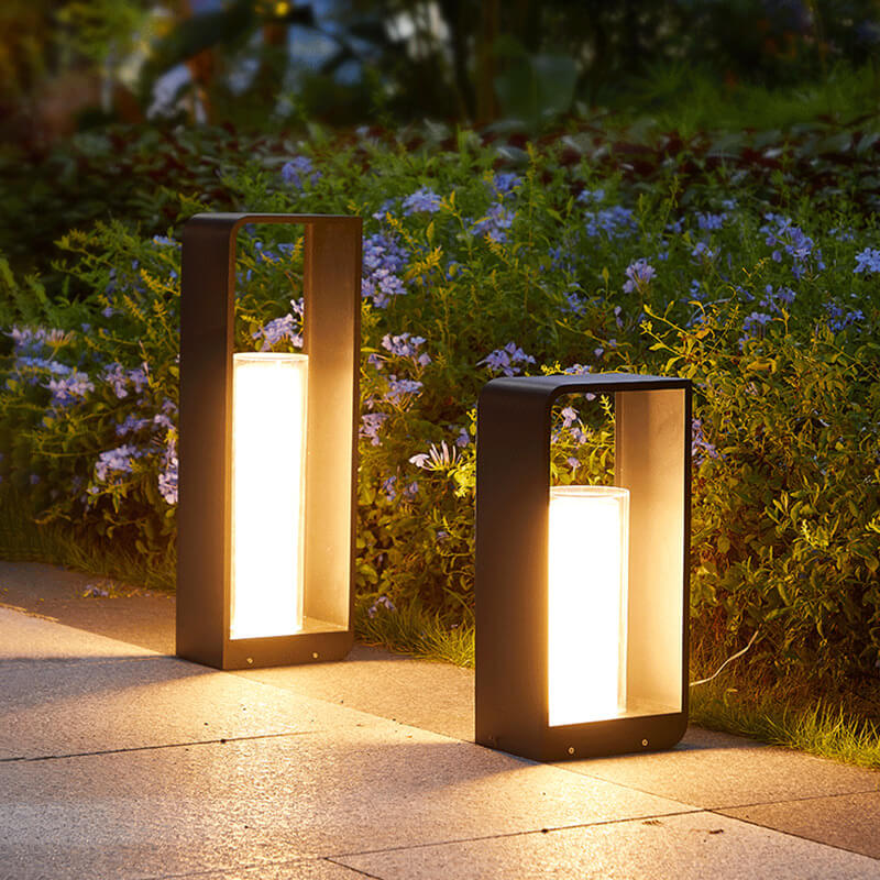 Modern Minimalist Square-Frame LED Landscape Light - Waterproof Stainless Steel & Acrylic for Outdoor Patio & Lawn