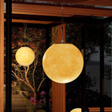 Nordic Contemporary Solar Moon LED Pendant Light – Waterproof Round PE Resin Outdoor Patio Lighting