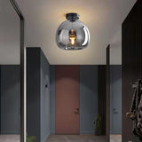 Elegant Nordic Luxury Round Glass Ball 1-Light Semi-Flush Mount Ceiling Light
