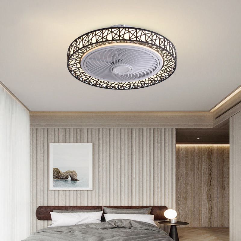 Luxurious Modern Round Lace LED Flush-Mount Ceiling Fan Light