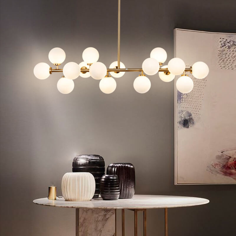 Nordic Light Luxury Glass Ball Chandelier - Magic Bean Island Light, 16-Light