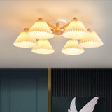Nordic Wood Pleated Shade Semi-Flush Mount Ceiling Light — 3/6/8-Light Configuration