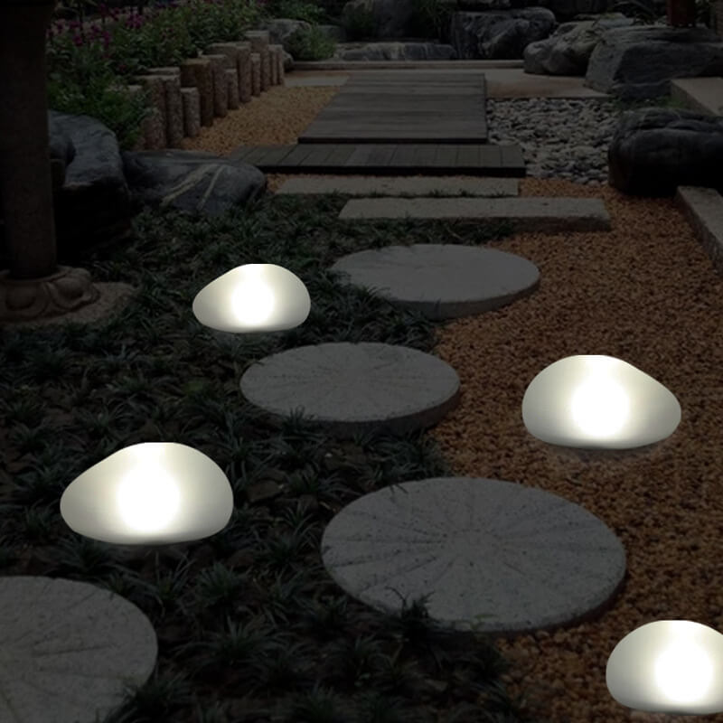 Solar Pebble LED Outdoor Landscape Light with ABS Sandblasted Glass – Durable, Weatherproof Garden Path Lighting