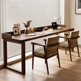 Traditional Rustic Rectangular Wood Desk with Two-Leg Frame for Home Office