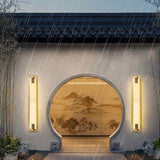 Elegant Modern-Transitional Rectangular Copper-Marble LED Outdoor Wall Sconce Lamp for Patio