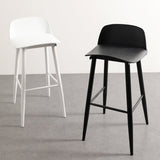 Sleek Modern Minimalist Rectangular Carbon Steel Bar Stool with Plastic Backrest for Dining Room
