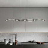 Nordic Minimalist Long-Strip Wave LED Island Light Chandelier – Sleek Modern Pendant Lighting