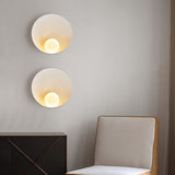 Sleek Modern Round Iron and Resin 1-Light Wall Sconce Lamp