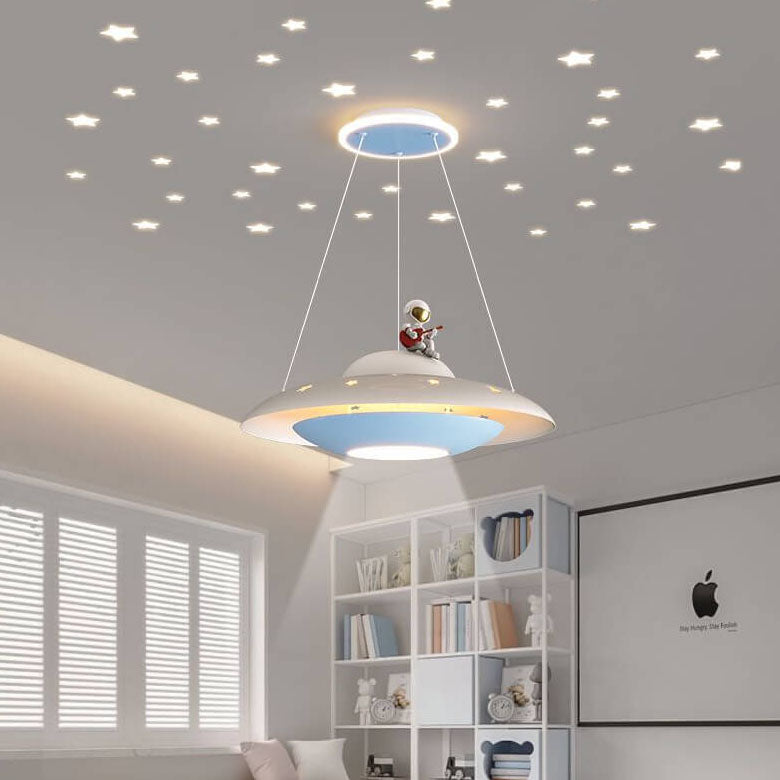 Modern Creative Flying Saucer LED Chandelier for Kids — Space Astronaut Theme