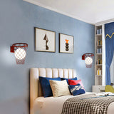 Modern Art Deco Kids' Iron & Glass Basketball Hoop Wall Sconce Lamp – 1-Light Bedroom Lighting