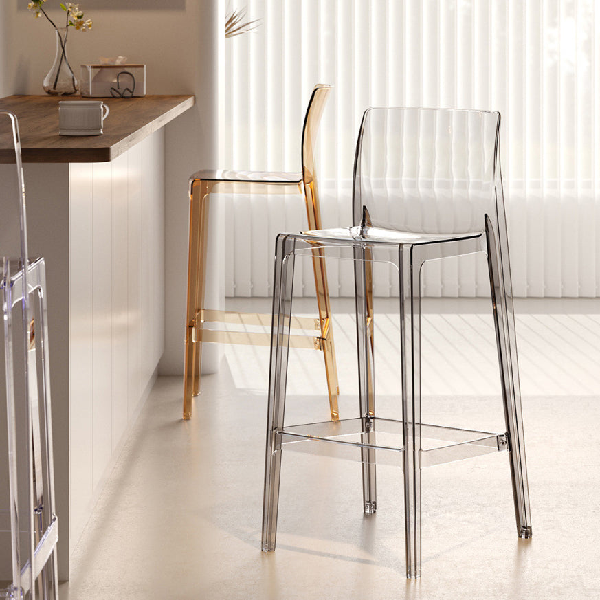 Modern Scandinavian Square Bar Stool with Backrest and Footrest – Ideal Kitchen Seating