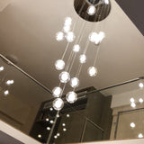 Luxurious Crystal Orb Staircase Chandelier with LED Ball Shade - Modern Loft Lighting