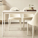Modern Minimalist Rectangular Rock-Slab Aluminum Alloy Dining Table & Chair Set for 4