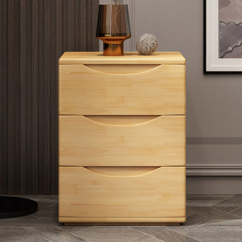 Traditional Japanese-Style Rectangular Nightstand with Rubber Wood & Metal – 2/3-Drawer Bedside Table