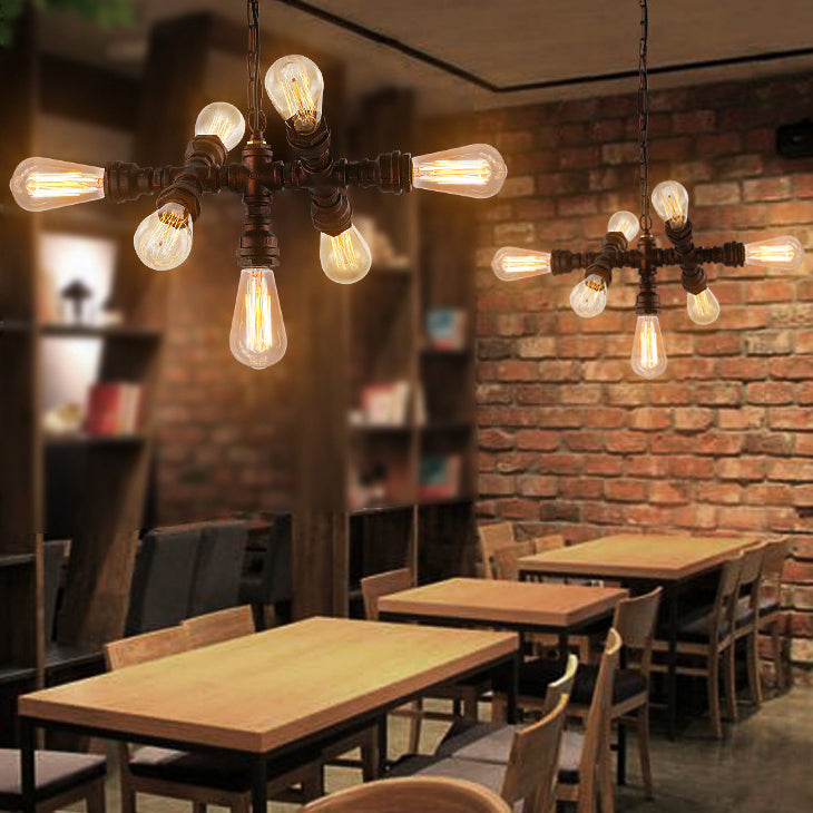 7-Light Industrial Iron Water Pipe Chandelier