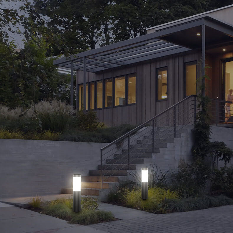 Modern Stainless Steel Cylindrical Solar LED Ground Light for Outdoor Lawn & Garden – Waterproof Landscape Light