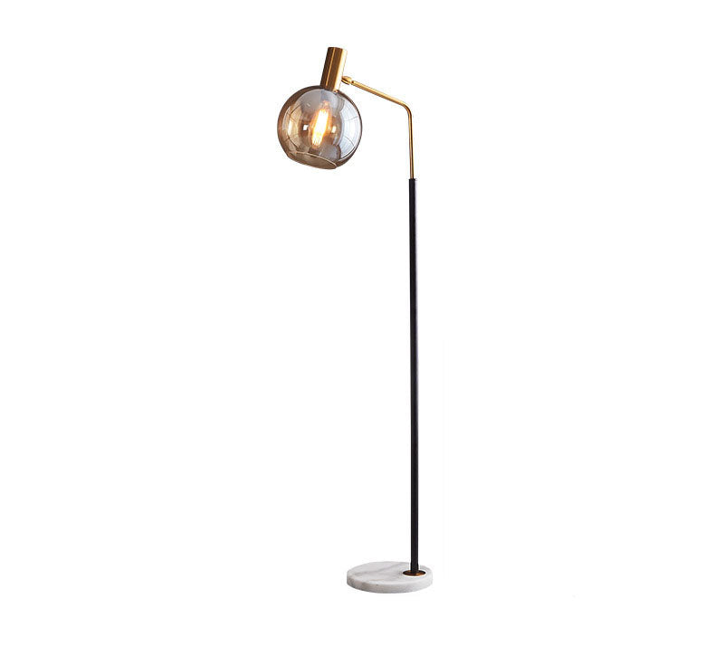 Nordic Minimalist Glass Dome Floor Lamp with Marble Base – 1-Light Standing Lamp