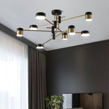 Sleek Modern Minimalist Black & Gold 4-8 Light Semi-Flush Mount Ceiling Light