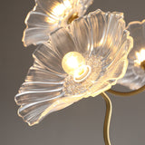 Elegant Modern Art Deco Gold-Finish Frame with Lotus Leaf Glass Shade, 3/6-Light Living Room Chandelier