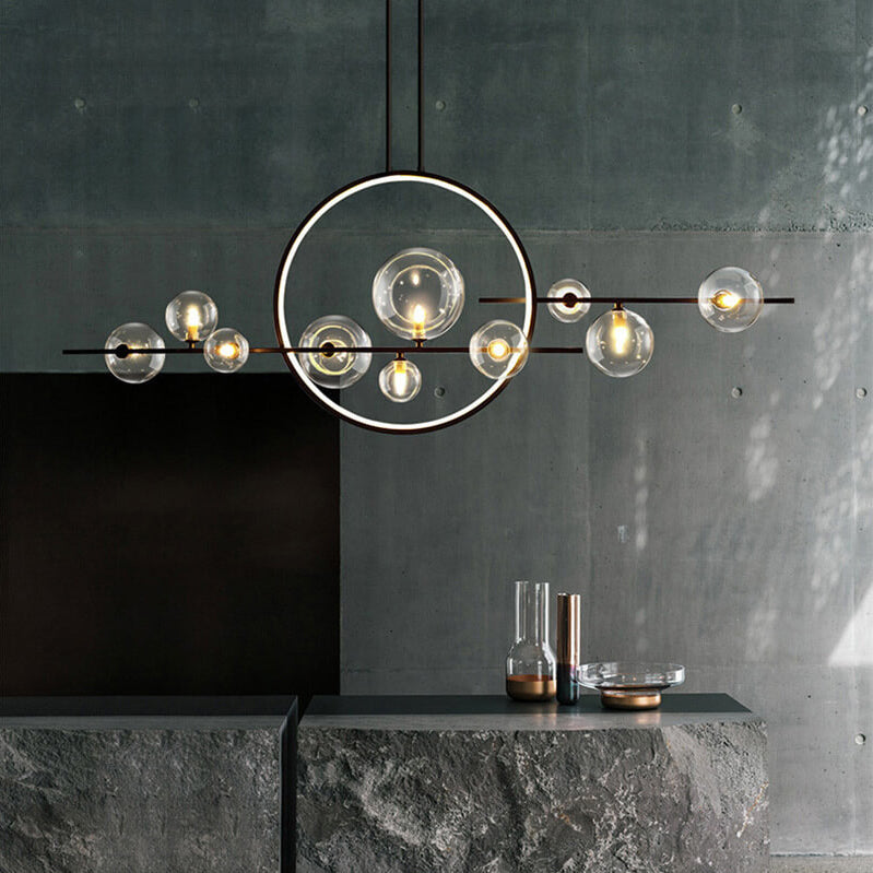 Modern Glass Long Bubble Magic Bean Island Light Chandelier — Sleek Statement Pendant Lighting