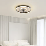 Nordic Minimalist Round Hidden-LED Flush-Mount Ceiling Fan Light
