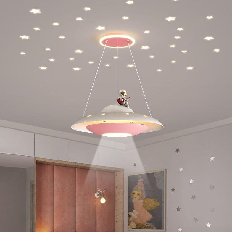 Modern Creative Flying Saucer LED Chandelier for Kids — Space Astronaut Theme