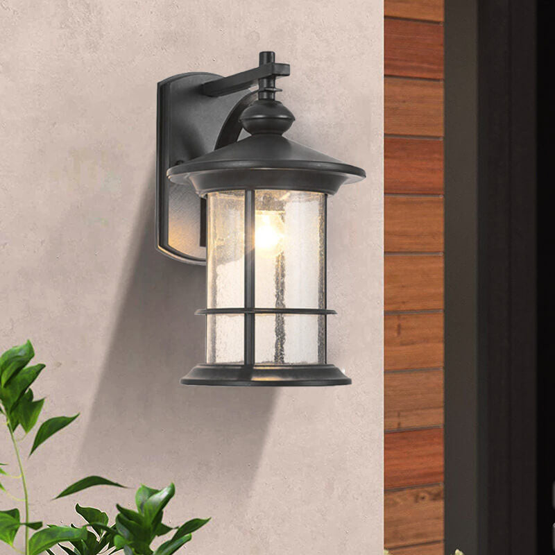 Industrial Vintage Bubble Glass Column Wall Sconce – 1-Light Outdoor Waterproof Lamp