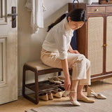 Sleek Contemporary Scandinavian Rectangular Solid-Wood Shoe Storage with 1 Shelf - Entryway Organizer