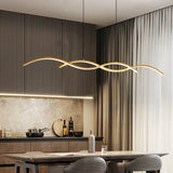Nordic Minimalist Long-Strip Wave LED Island Light Chandelier – Sleek Modern Pendant Lighting