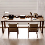 Traditional Rustic Rectangular Wood Desk with Two-Leg Frame for Home Office