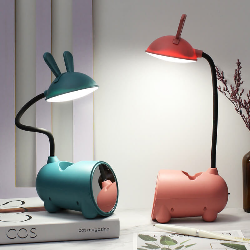 Cute Cartoon Rabbit LED Touch Desk Lamp with USB Pen Holder