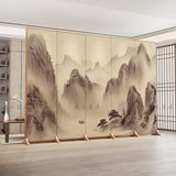 Traditional Chinese-Style Rectangular Fir Wood Room Divider - Solid Wood, Plywood, and Cotton Canvas for Living Room