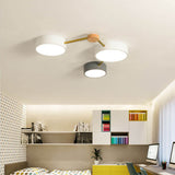 Scandinavian Minimalist Solid Wood & Iron LED Flush-Mount Light