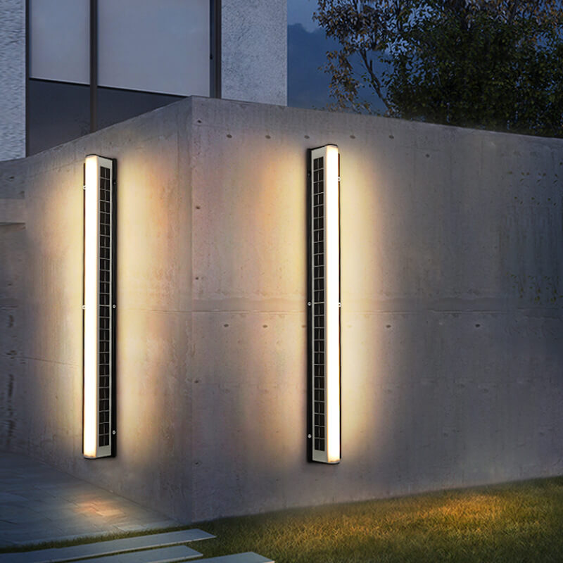 Sleek Solar-Powered Waterproof Acrylic Long-Strip LED Outdoor Wall Sconce Lamp