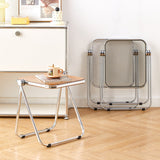 Sleek Contemporary Square End Table with Acrylic Metal Frame – Foldable for Living Room